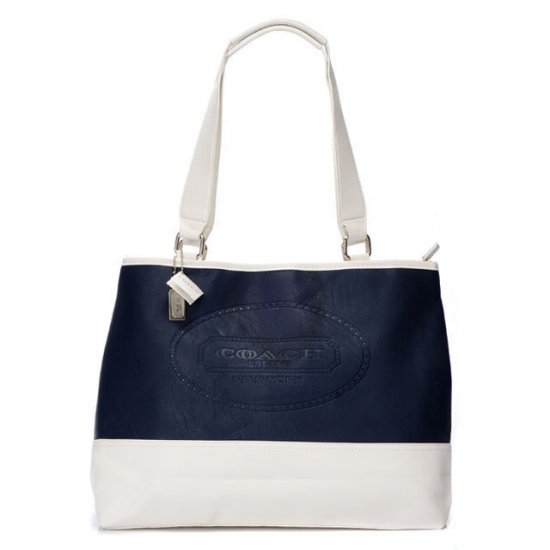 Coach Hamptons Weekend Perforated Medium Navy Totes AGB - Click Image to Close